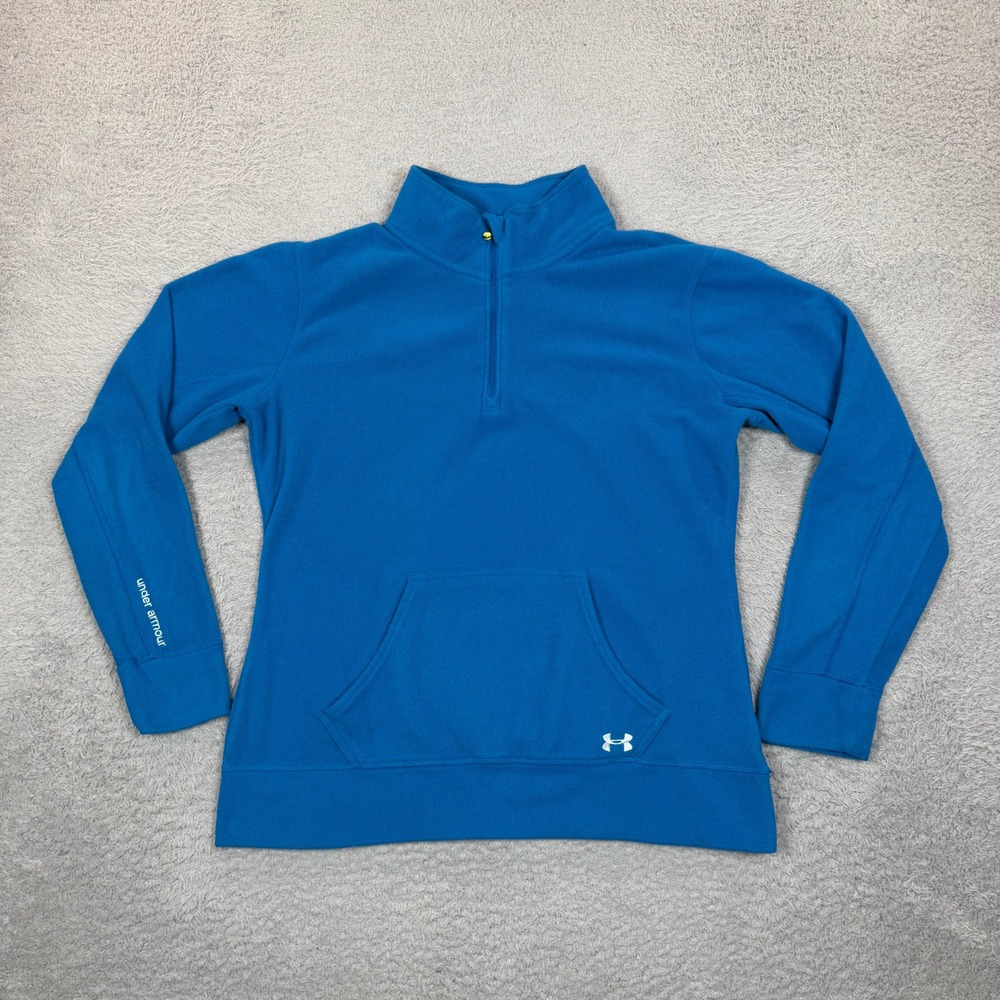 Under Armour Womens Royal Blue 1/4 Zip Fleece Pullover Kangaroo Pocket Small